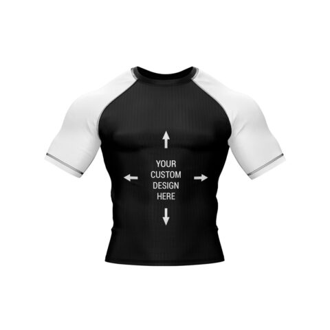 Men’s Custom Compression Fit Rash Guard – Short Sleeve (Black & White)