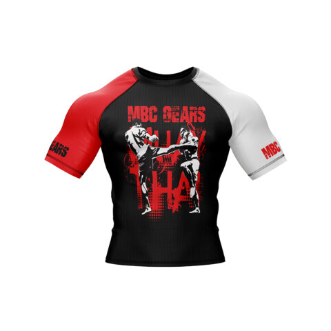 MBC GEARS Muay Thai Rash Guard – Red/Black Edition